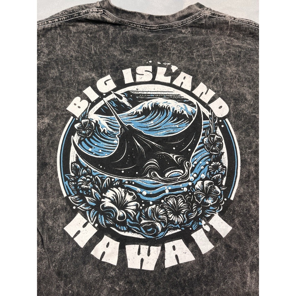 Hawaii Big Island Lava T-Shirt Grey Die Effect Unisex Small